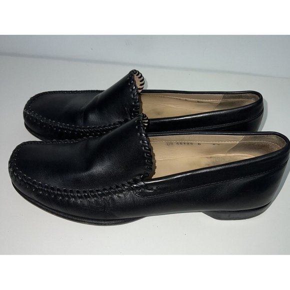 Salvatore Ferragamo Mens Black Leather Loafers Dress Shoes Size 8.5 Italy